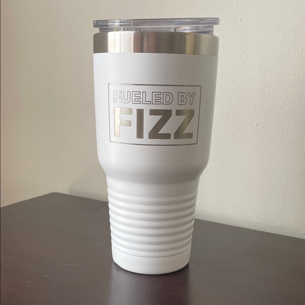 Fueled By Fizz White Stainless Tumbler